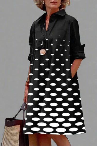Béatrice – Robe chemise à pois dégradés