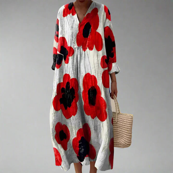 Josiane – robe coquelicots rouges