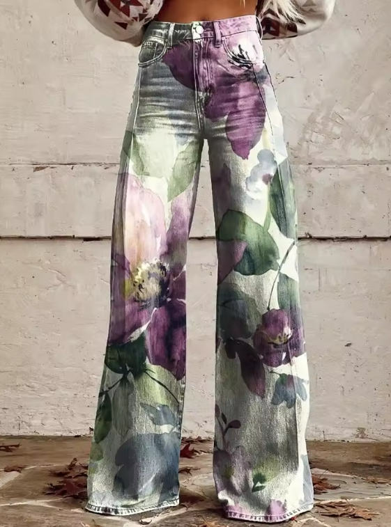 Iris — Pantalon Aquarelle Fleurie