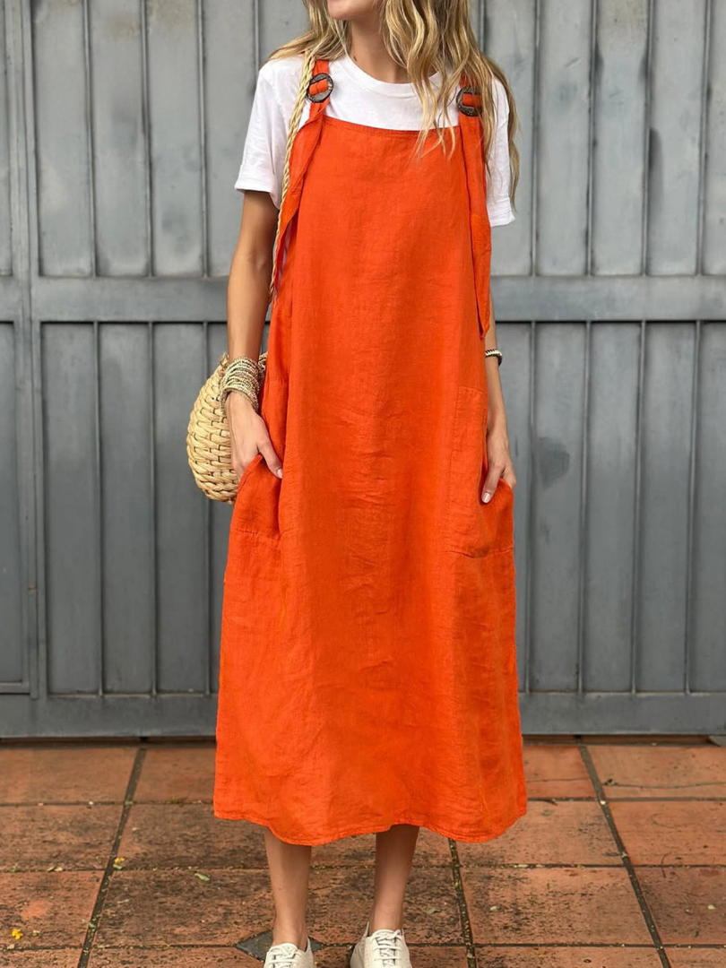Laura – Robe décontractée en coton et lin naturel