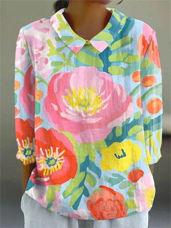 Manon – blouse fleurs aquarelle