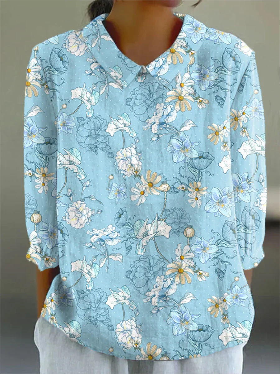 Anaïs – blouse ciel fleuri
