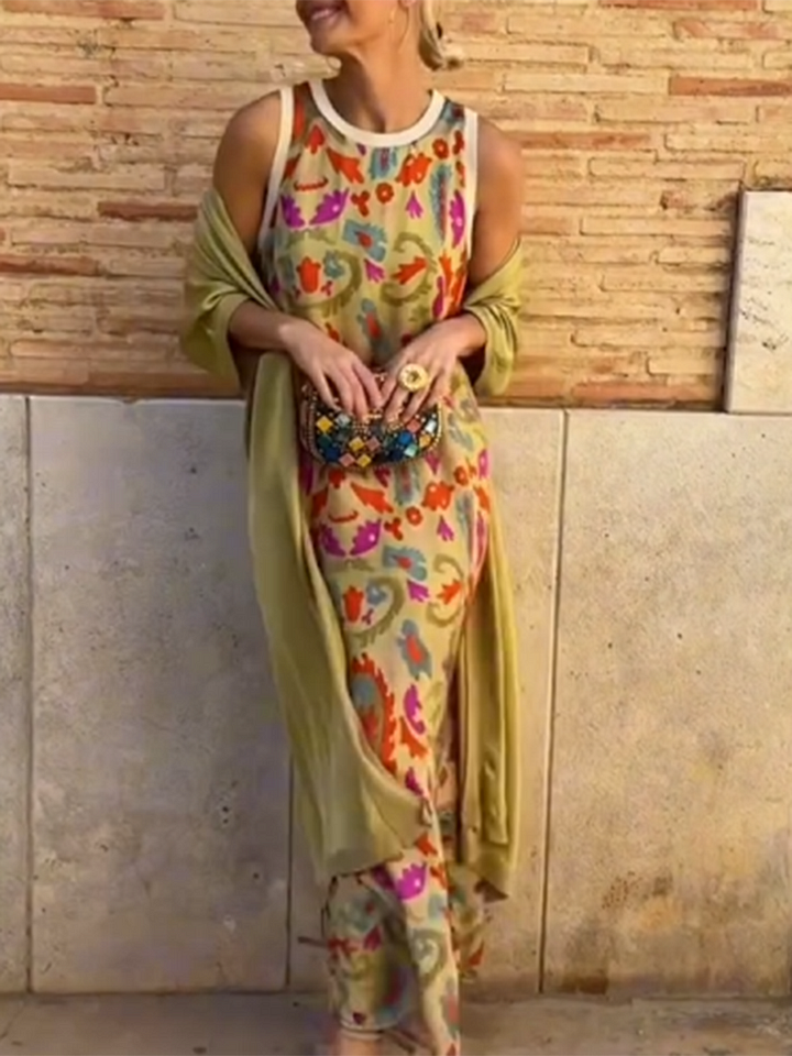 Isadora – Ensemble satin imprimé deux pièces