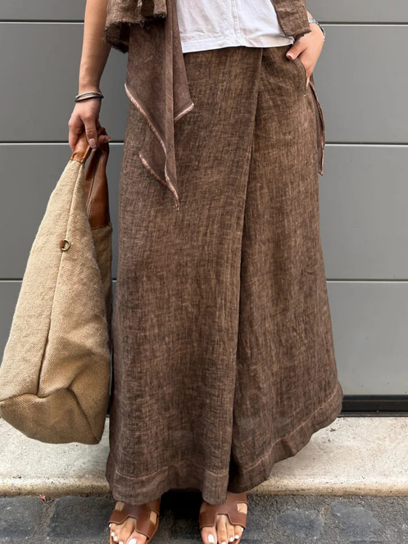 Agathe – Pantalon large et élégant en coton et lin