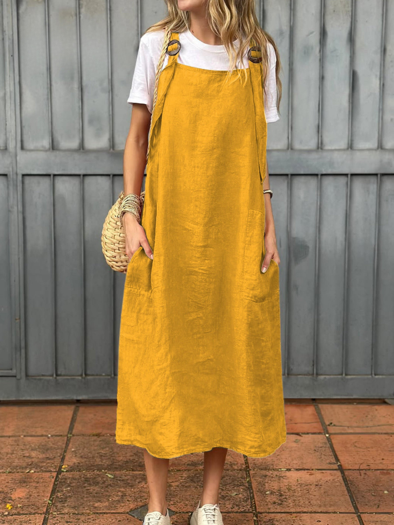 Laura – Robe décontractée en coton et lin naturel