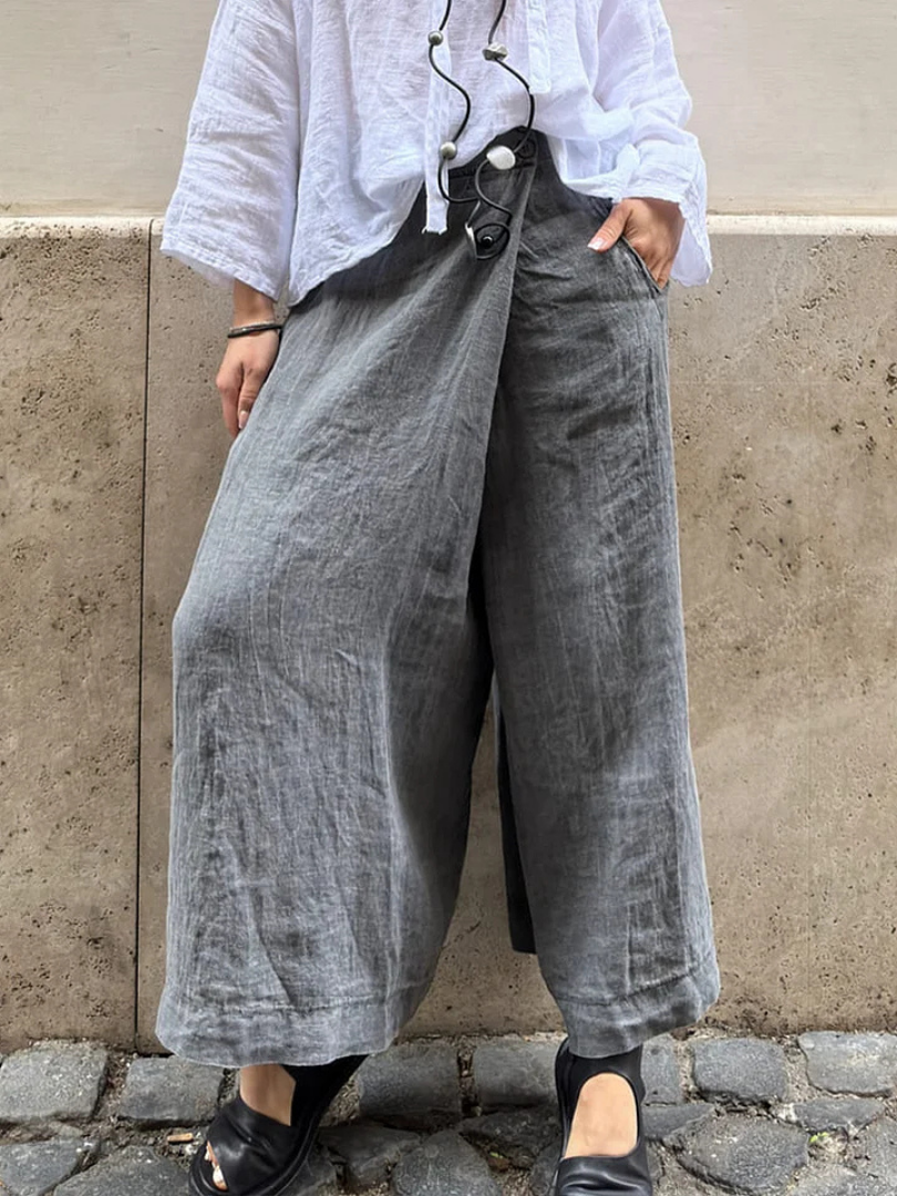 Agathe – Pantalon large et élégant en coton et lin