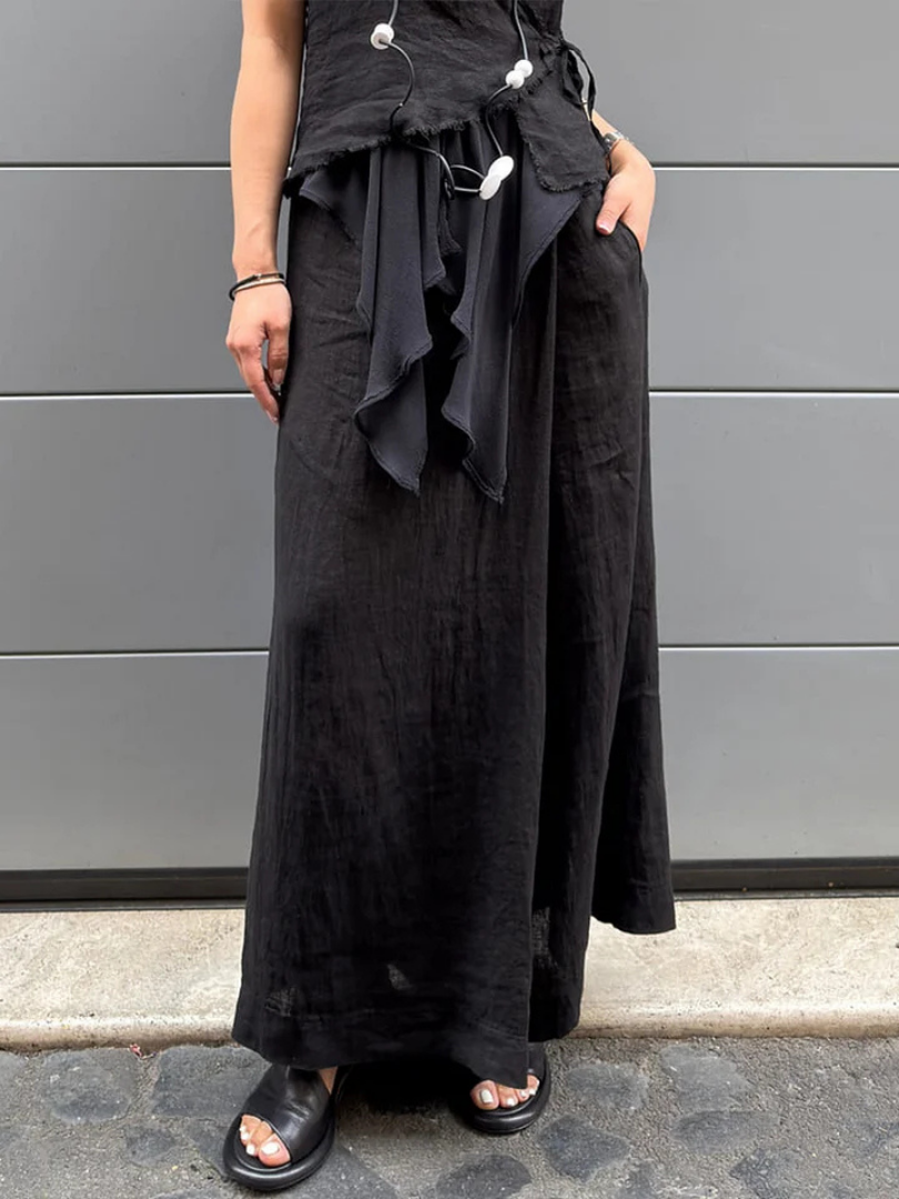 Agathe – Pantalon large et élégant en coton et lin