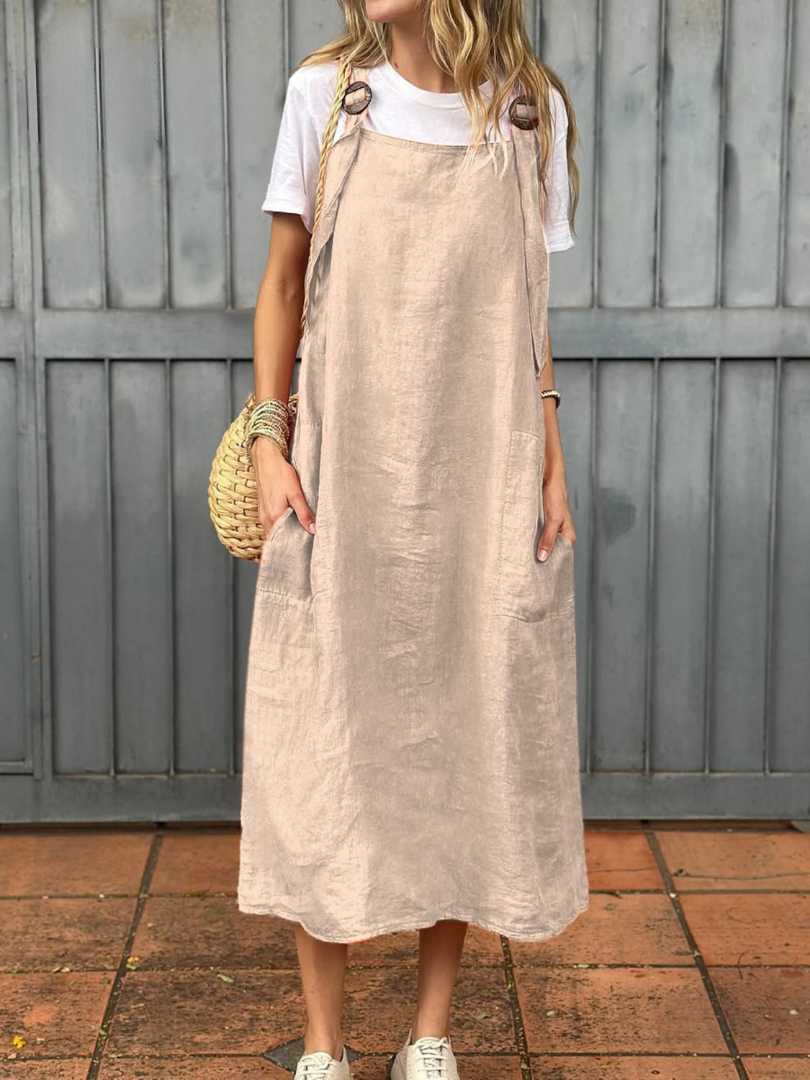 Laura – Robe décontractée en coton et lin naturel