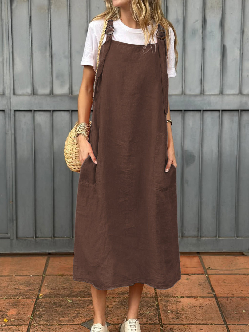 Laura – Robe décontractée en coton et lin naturel