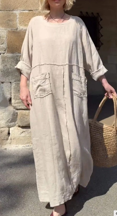 Clémence – Robe longue coton & lin