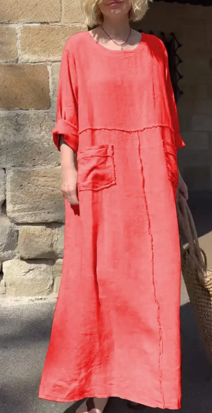 Clémence – Robe longue coton & lin
