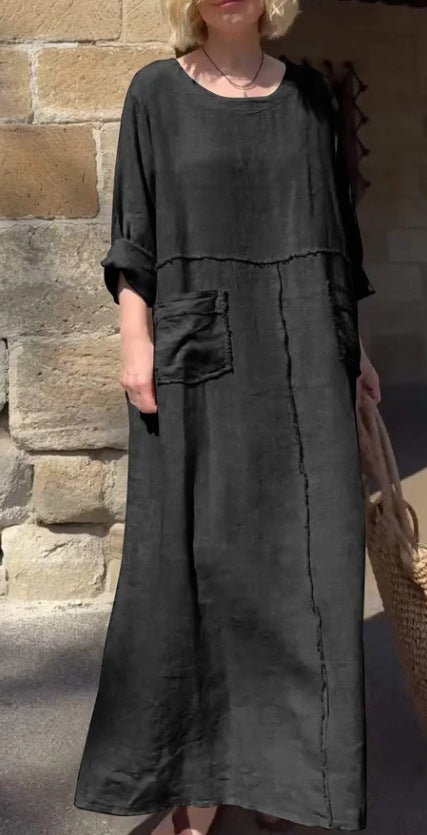 Clémence – Robe longue coton & lin