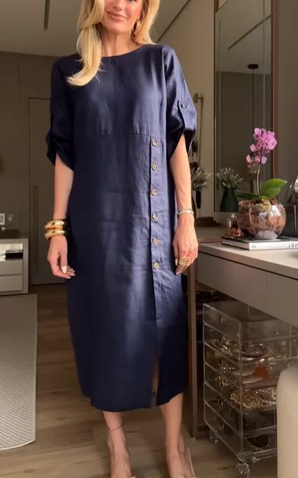 Aurélie – Robe droite en tissu doux