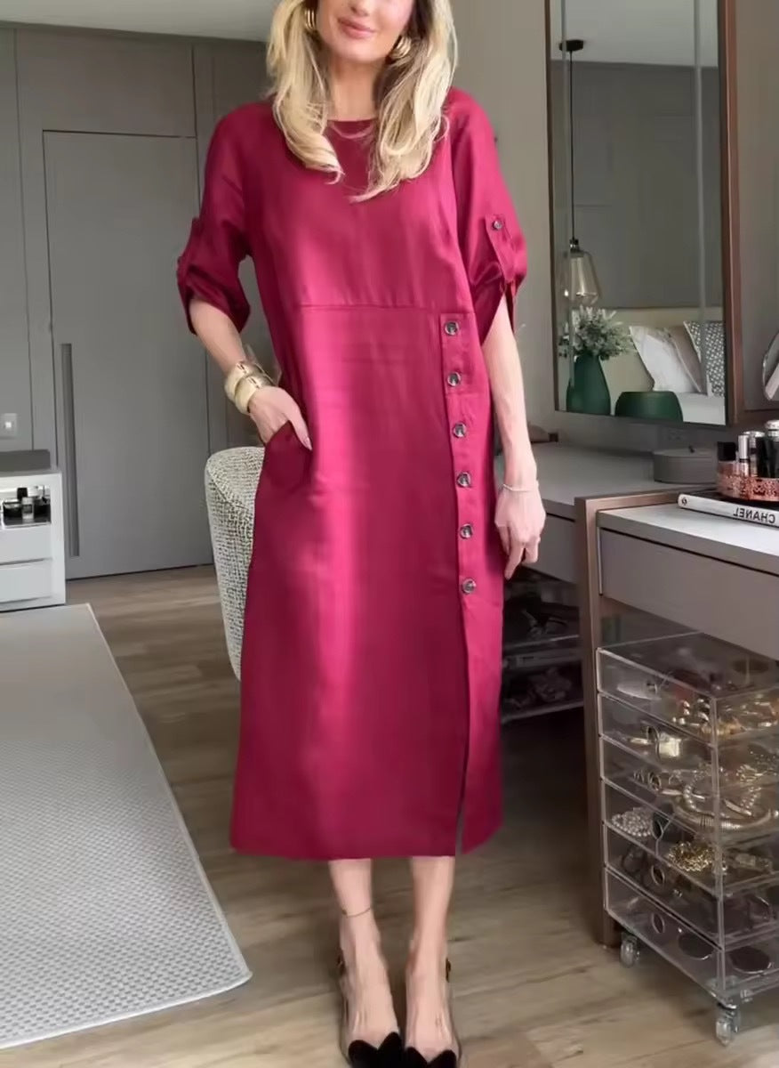 Aurélie – Robe droite en tissu doux