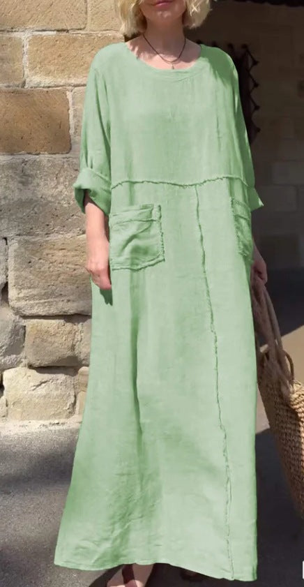 Clémence – Robe longue coton & lin