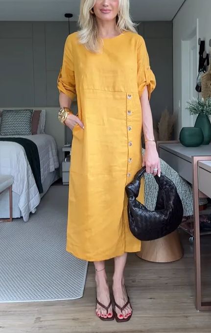 Aurélie – Robe droite en tissu doux