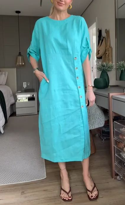 Aurélie – Robe droite en tissu doux