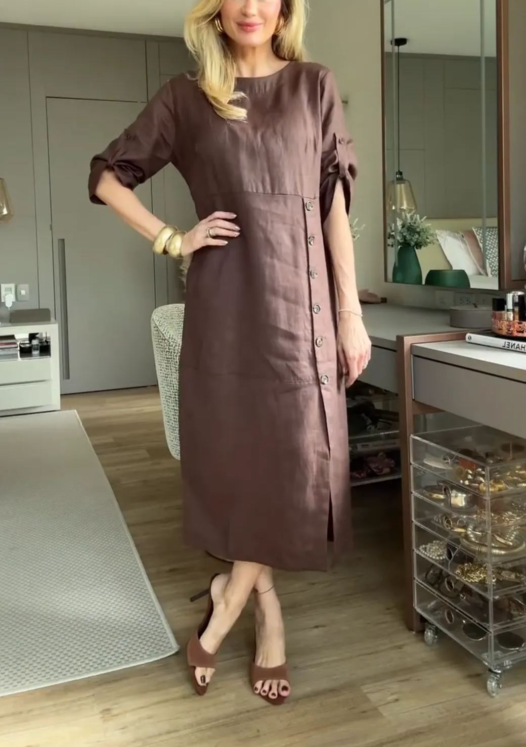 Aurélie – Robe droite en tissu doux