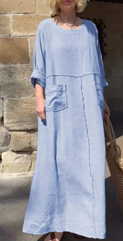 Clémence – Robe longue coton & lin