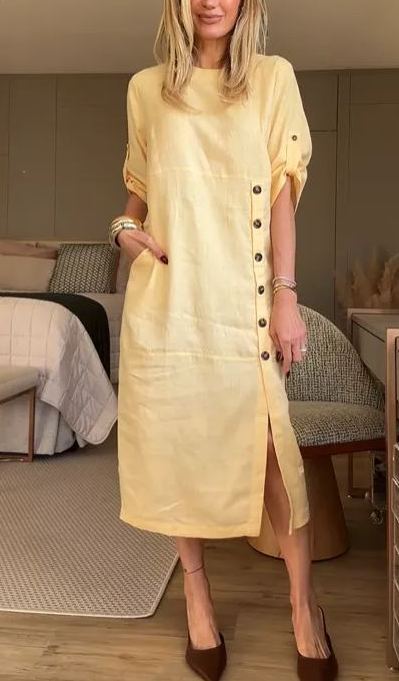 Aurélie – Robe droite en tissu doux