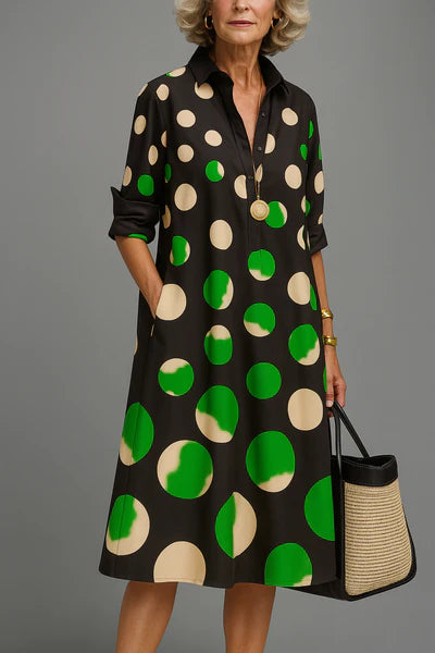 Jacqueline – Robe chemise à pois lunaires