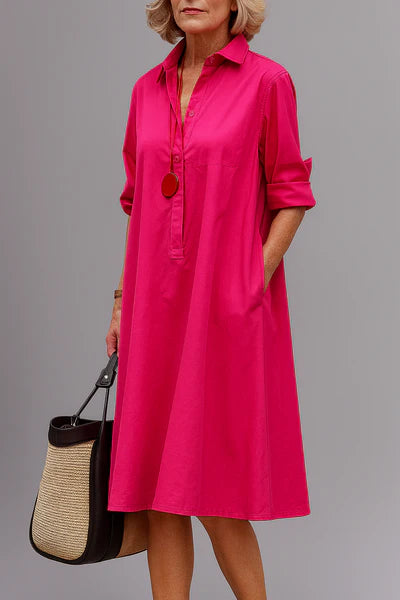 Ariane – Robe chemise rose framboise
