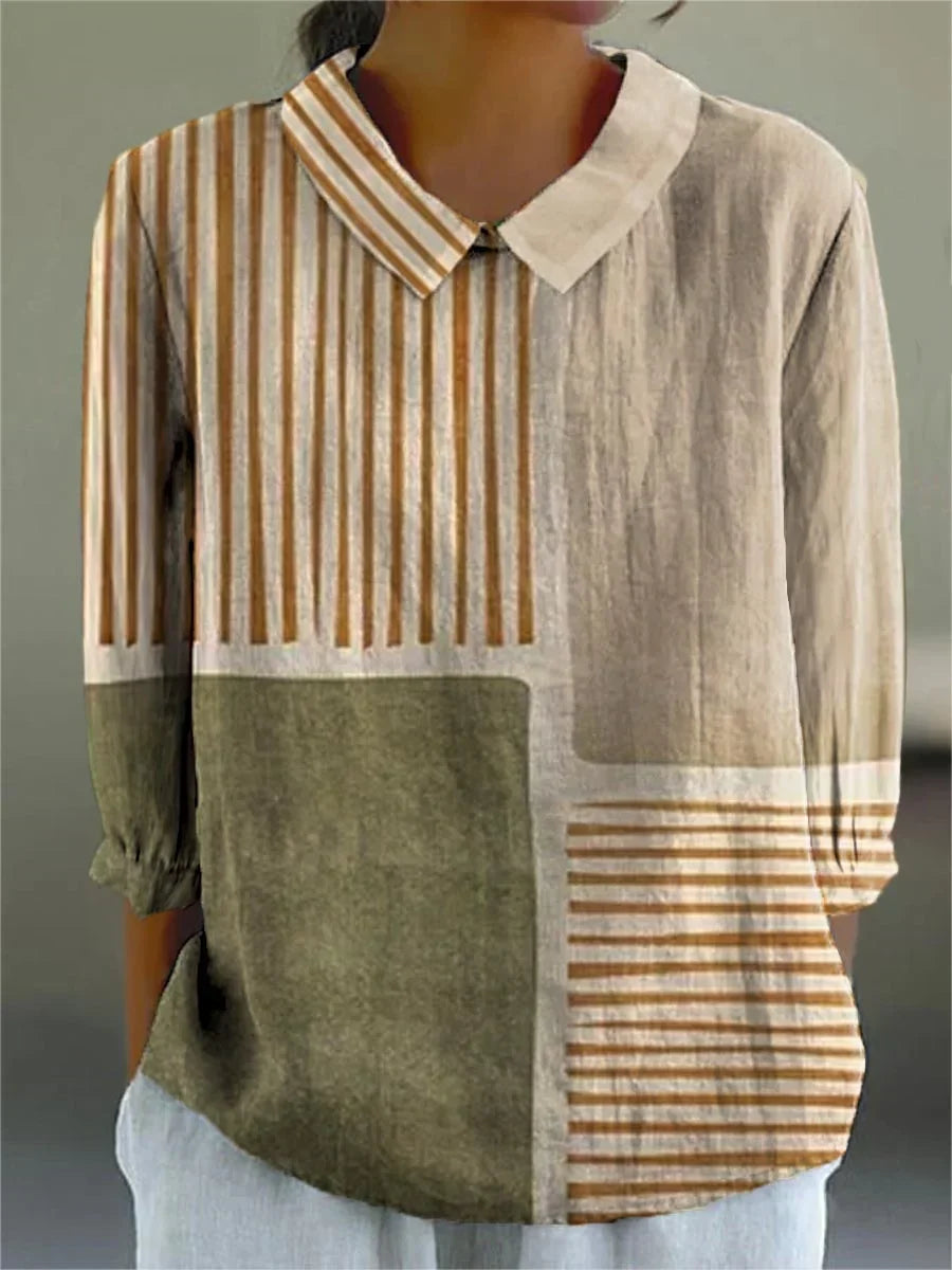 Jeanne – blouse lin graphique