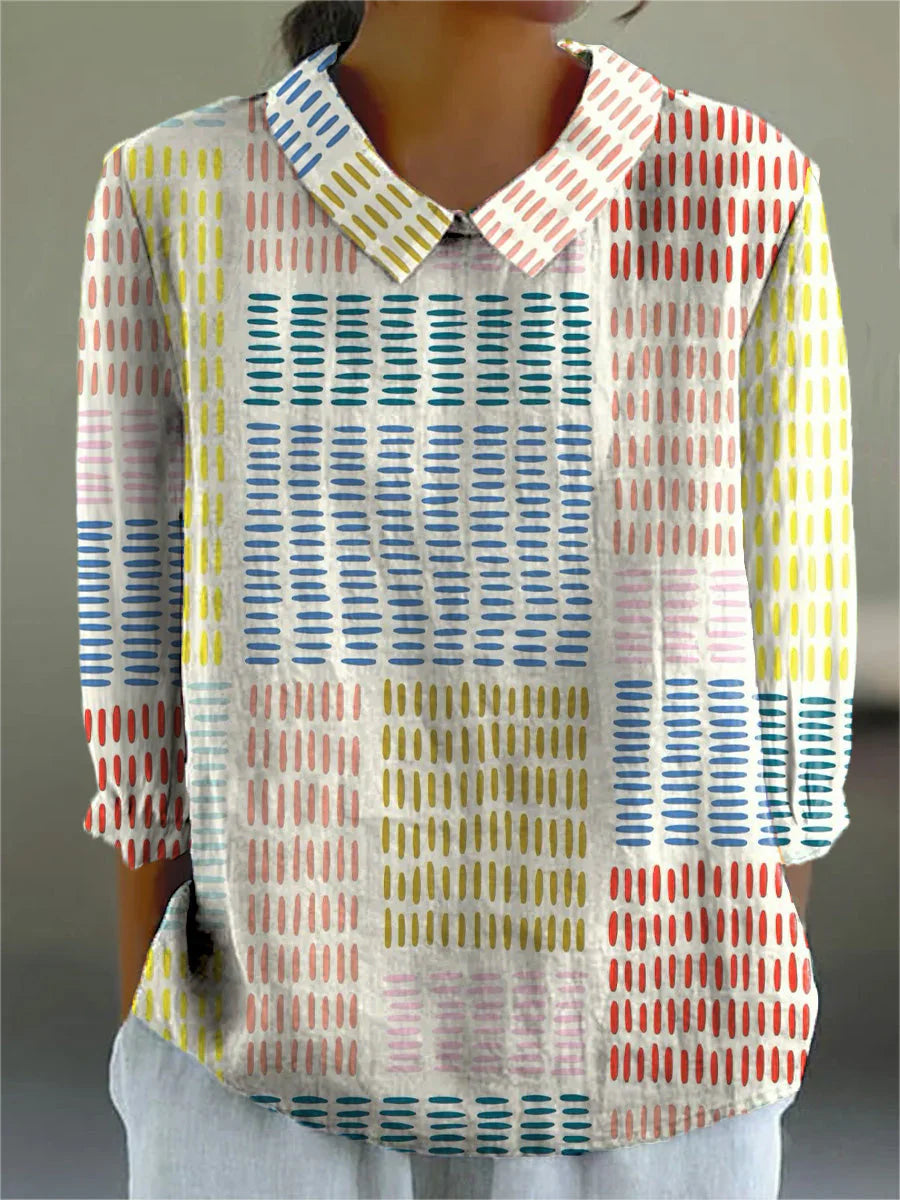 Inès – blouse graphique pastel